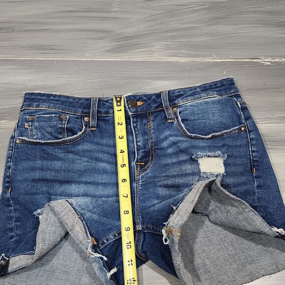 Vigoss Cut Off Denim Shorts Mid Rise Stretchy Distressed Size 28 - Picture 7 of 8